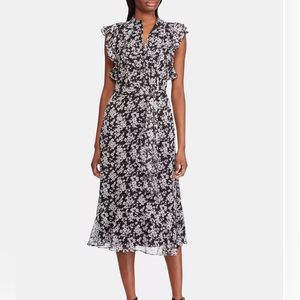 Lauren Ralph Lauren Georgette Floral Print Flutter Sleeve Button Front Flowy  16